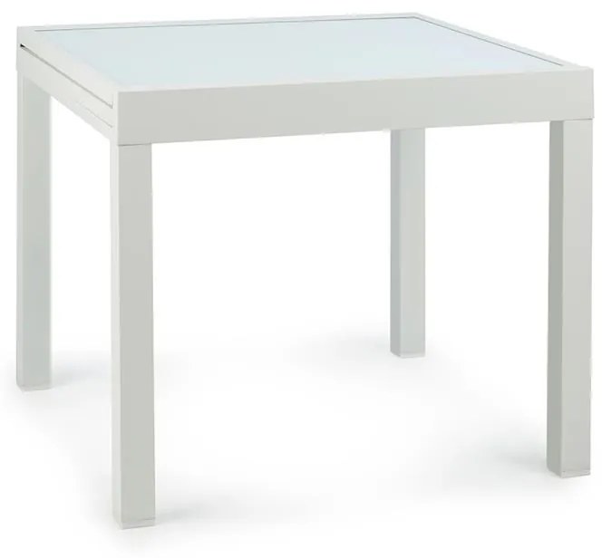 Blumfeldt Pamplona extension, kerti asztal, 180 x 83 cm max., alumínium, üveg, fehér