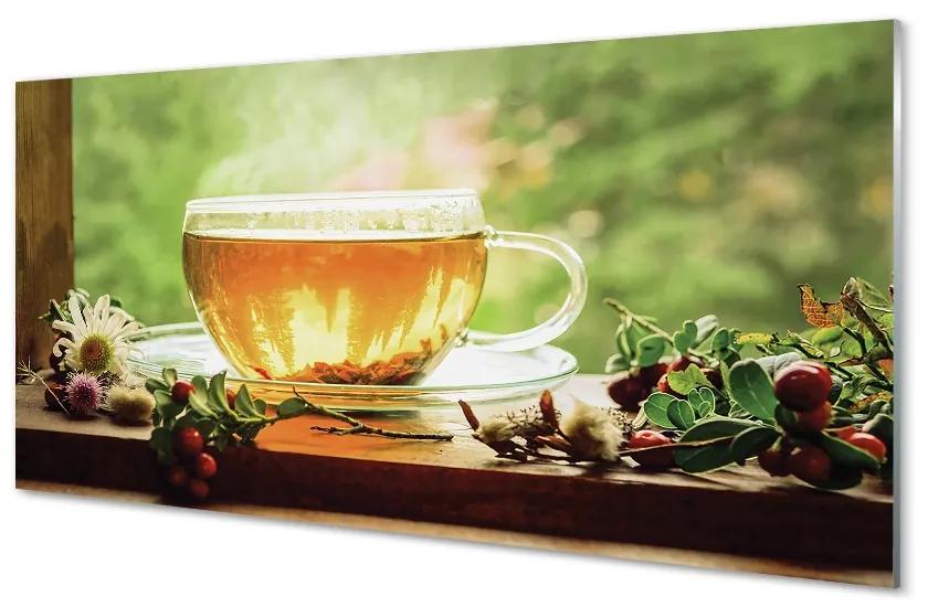 Üvegképek Forró tea gyógynövények 140x70 cm