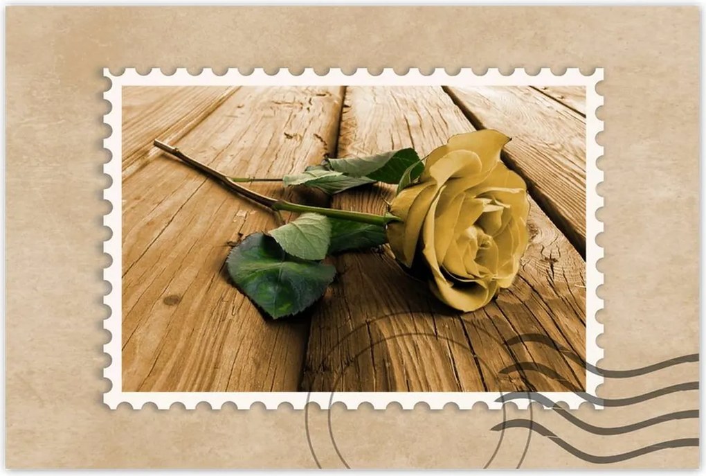 Poszterek 90x60 Rózsa a deszkákon