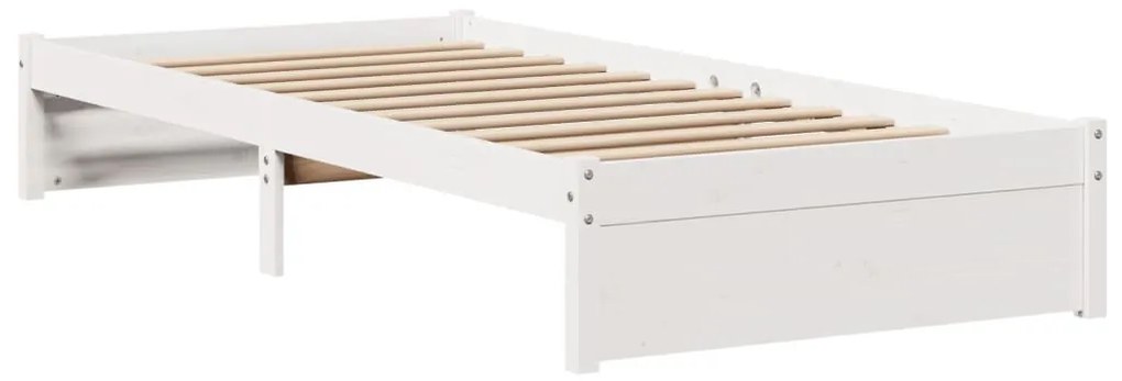 fehér tömör fenyőfa ágykeret fejtámlával 75 x 190 cm