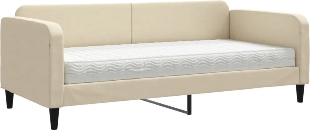 vidaXL krémszínű szövet kanapéágy matraccal 90 x 200 cm