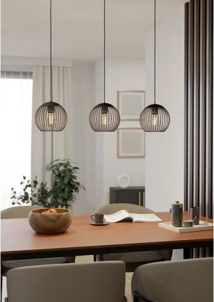 Eglo 901869 - Zsinóros csillár ALMANZORA 3xE27/60W/230V fekete