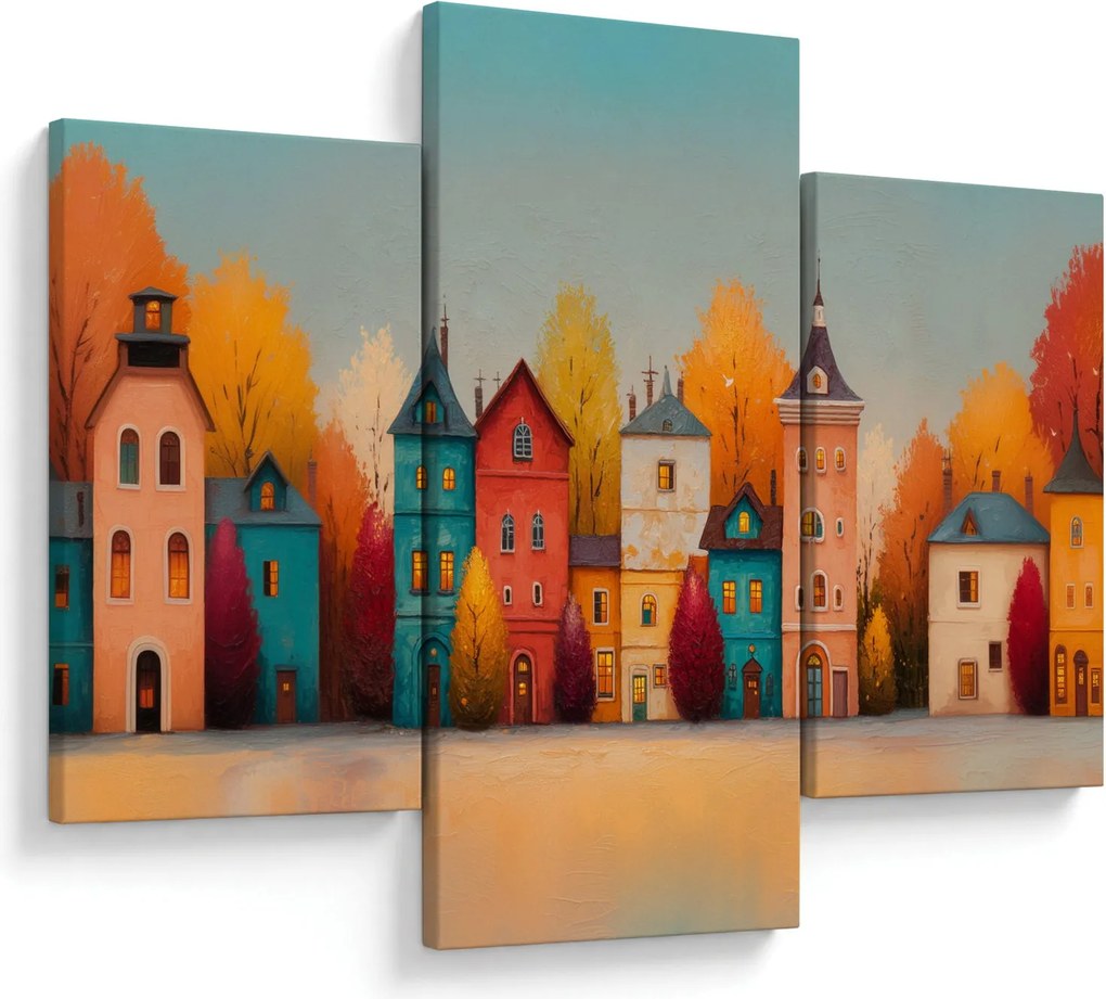 Kép - Őszi falu (90x60 cm)