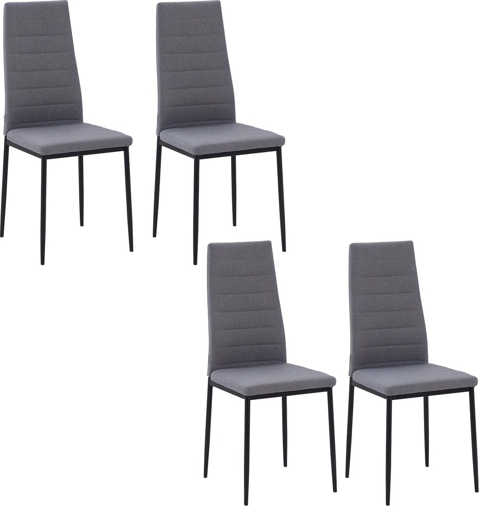 HOMCOM 4 db Linoszövet Kárpitozott Étkezőszék Modern Konyhai Szék Magas Háttámlával és Fém Lábakkal 120 kg Teherbírással 41x50x97 cm Szürke | Aosom