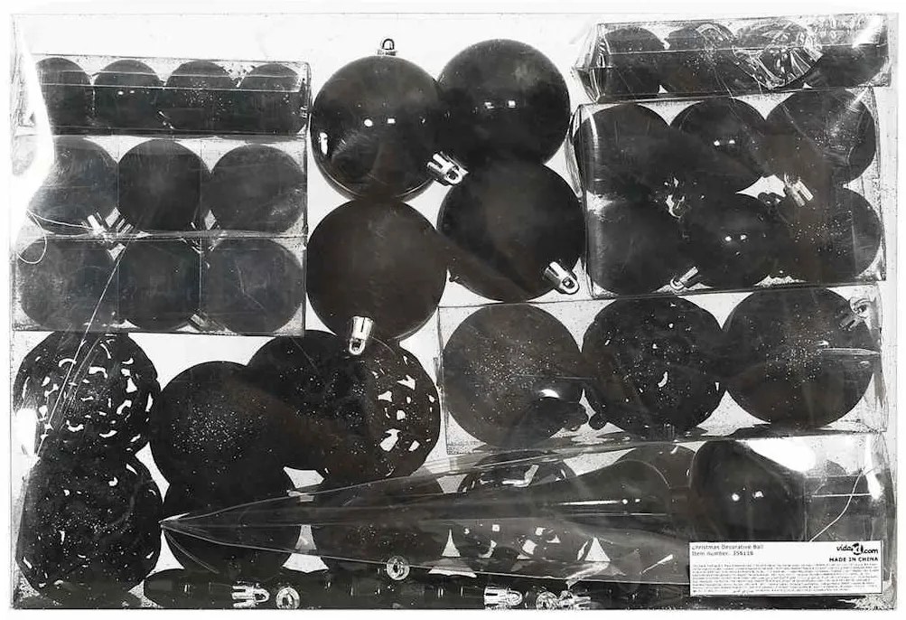 111 részes fekete polisztirol karácsonyi gömb szett