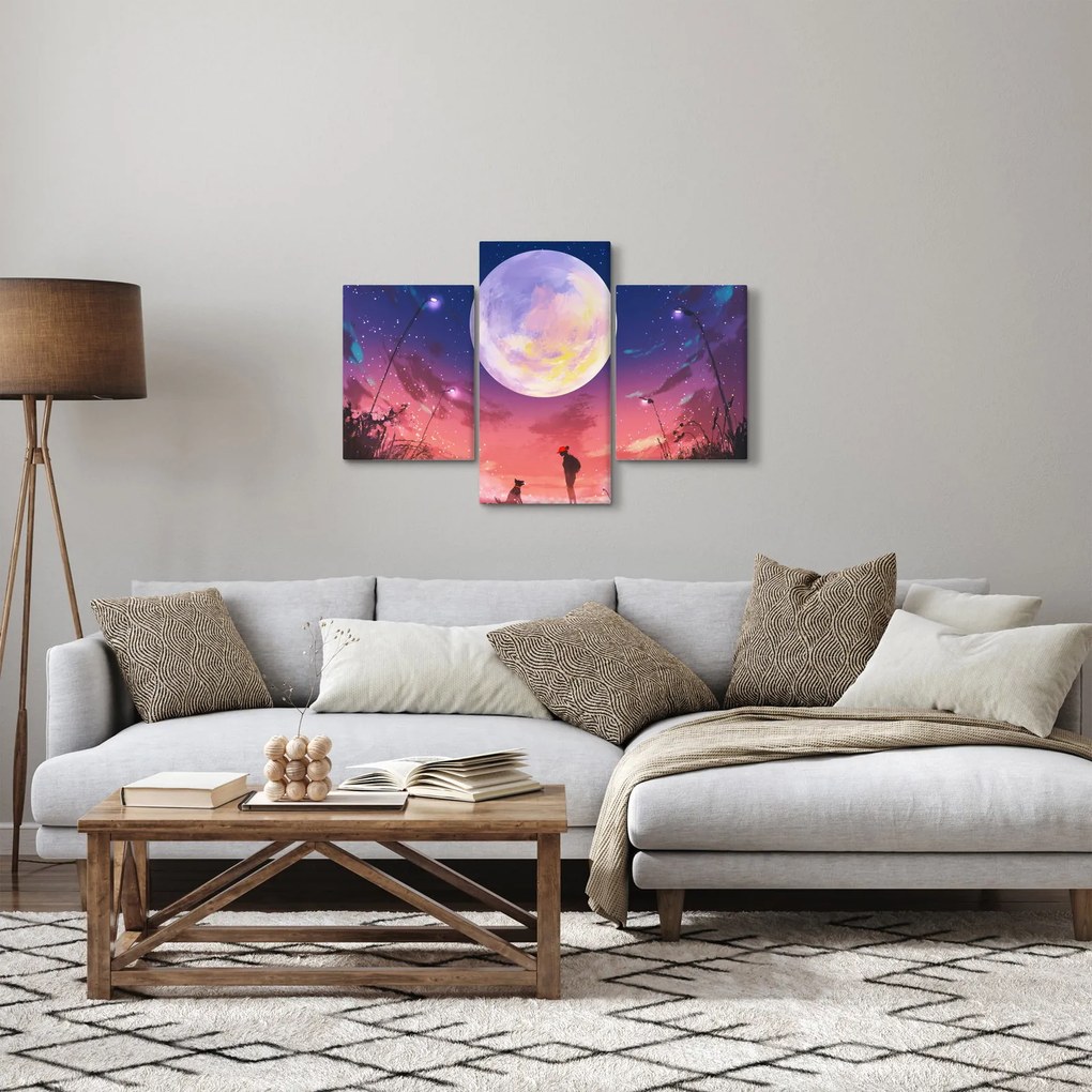 Kép - Nő és kutya teliholdkor (90x60 cm)