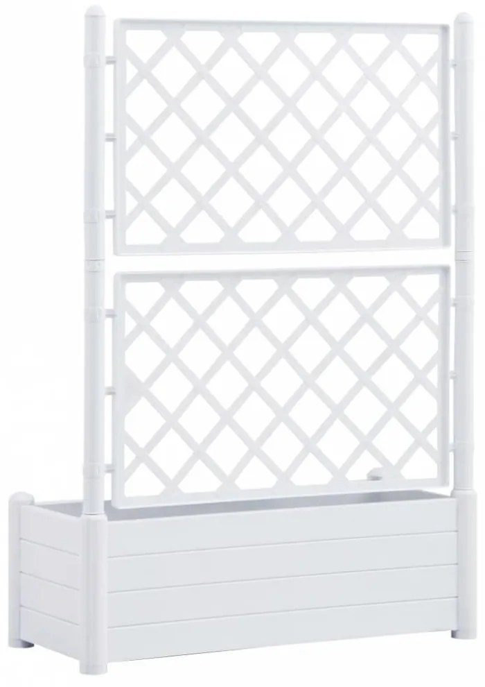Fehér polipropilén rácsos kerti ültető 100 x 43 x 142 cm