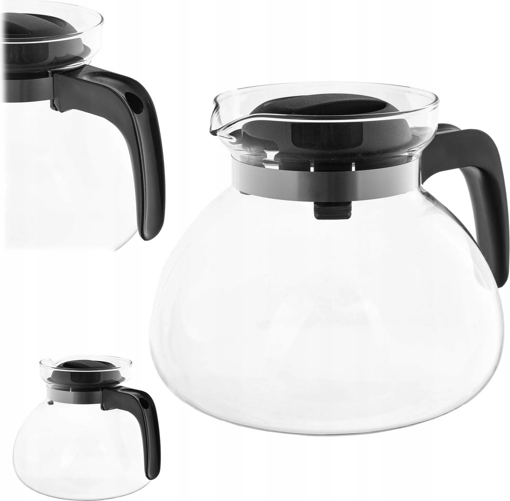 Teáskanna Kávé Üveg 1,7L Hőálló Italtartó Fedél