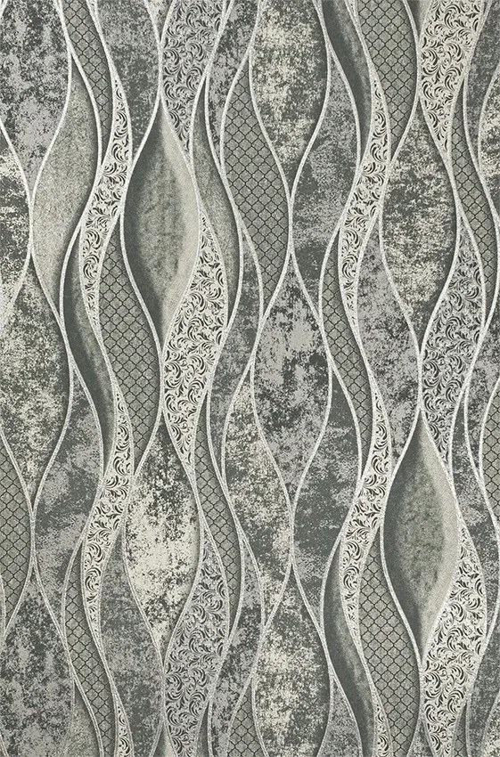 Grafit-ezüst hullám mintás tapéta (1514-21)