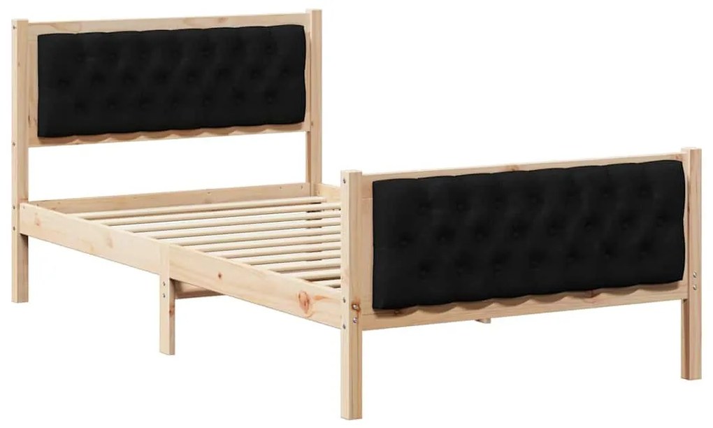 Ágykeret fejtámlával Fekete 100 x 200 cm Tömör fenyőfa