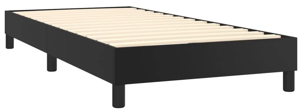 fekete műbőr rugós ágy matraccal 100 x 200 cm