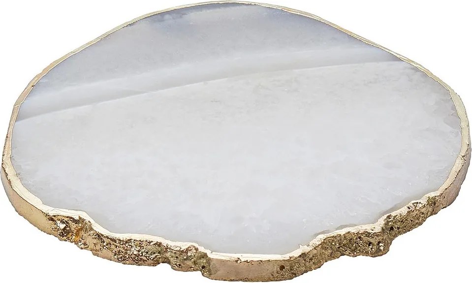 CRYSTAL poháralátét arany szegéllyel, fehér kvarc Ø10cm