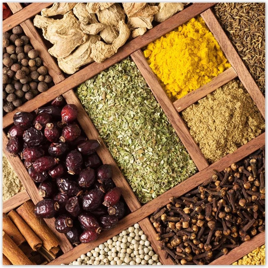 Poszterek 100x100 Fűszerek dobozban