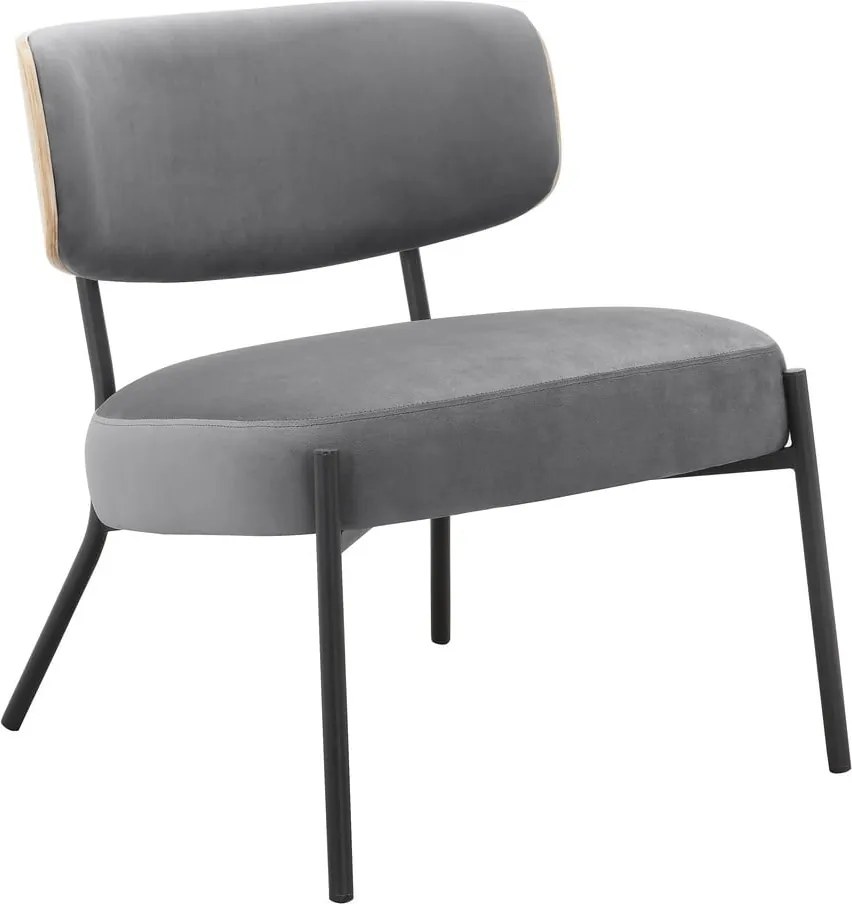 Szürke bársony fotel lábtartóval Jerry – Støraa