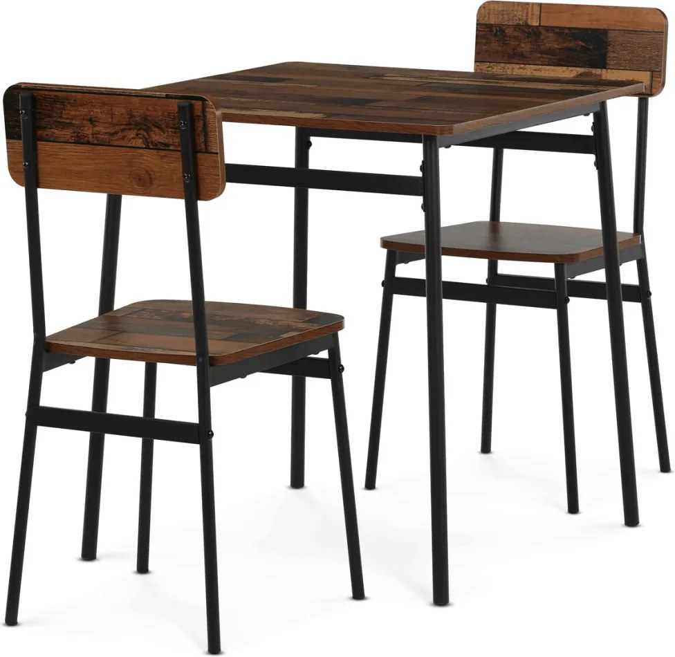 2 személyes old wood MDF étkezőgarnitúra 70x70x76 cm – AUT-O2121