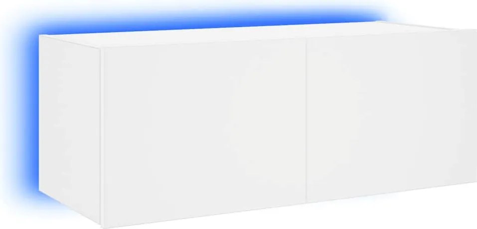 vidaXL fehér falra szerelhető TV-szekrény LED-lámpákkal 80x35x31 cm