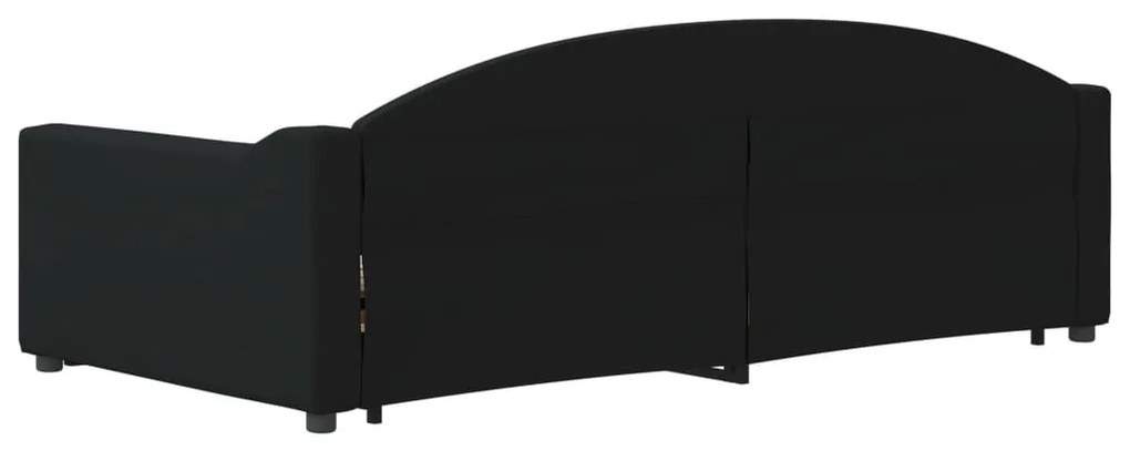 fekete kihúzható szövet heverő fiókokkal 100 x 200 cm