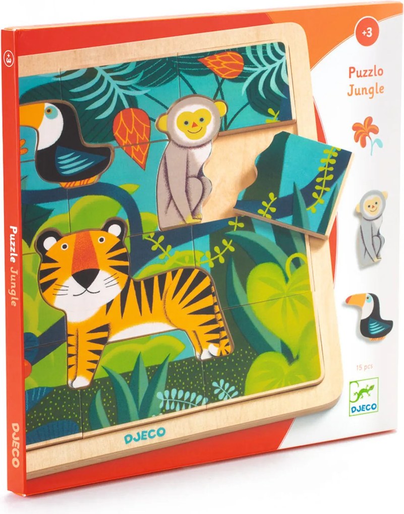 Fa puzzle - Dzsungel puzzle, 12+3 db-os - Puzzlo Jungle