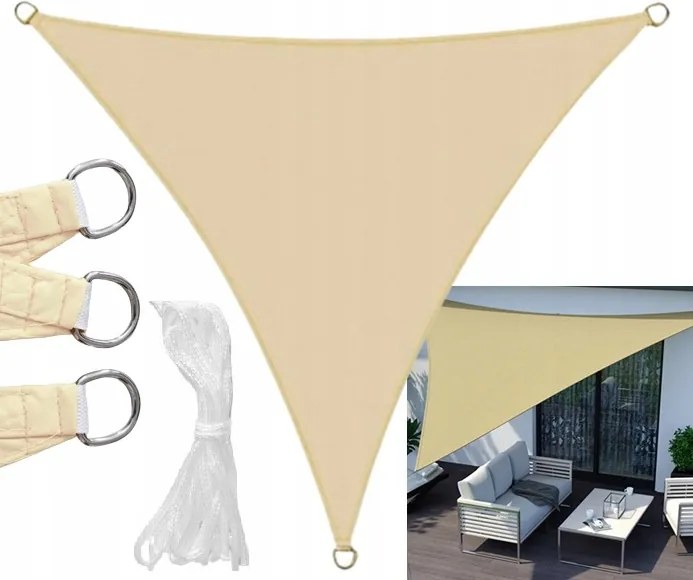 Kerti Napvitorla Vízálló 3x3x3 m Bézs Erős Napellenző