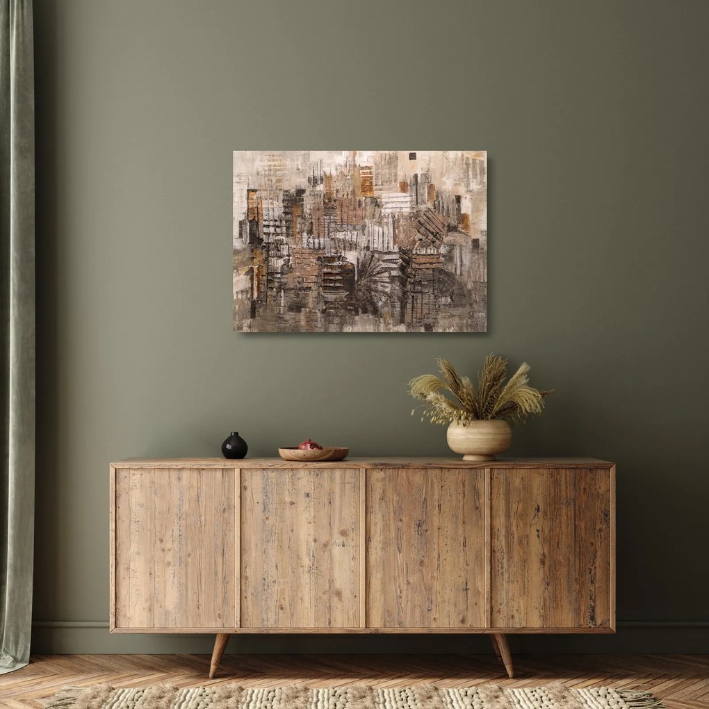 Kép - absztrakció barna tónusokkal (üvegen) (70x50 cm)