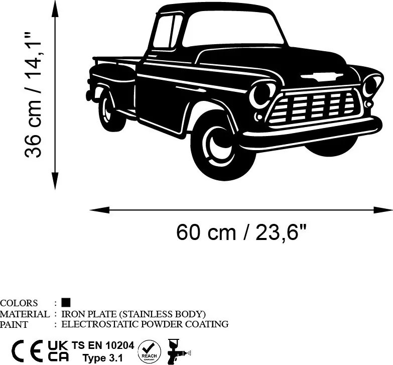Chevy fém fali dekoráció, 60×36 cm