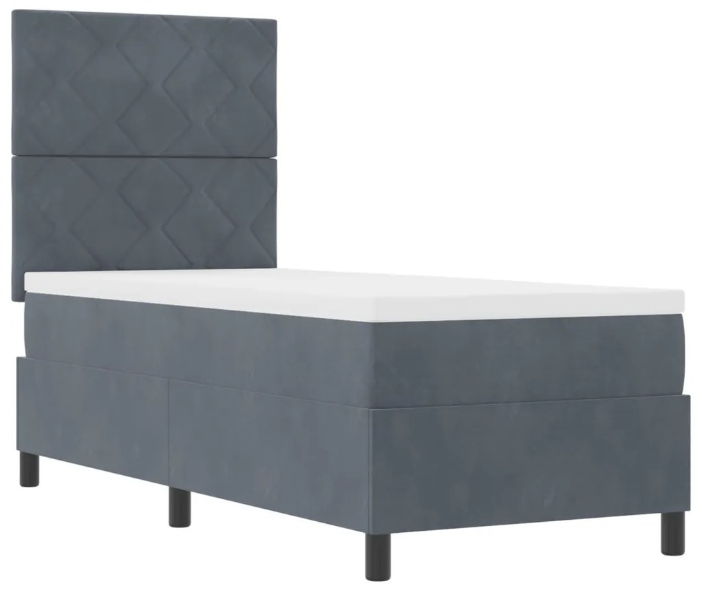 Boxspring Ágy Kárpittal és LED Világítással Sötétszürke 80x200 cm
