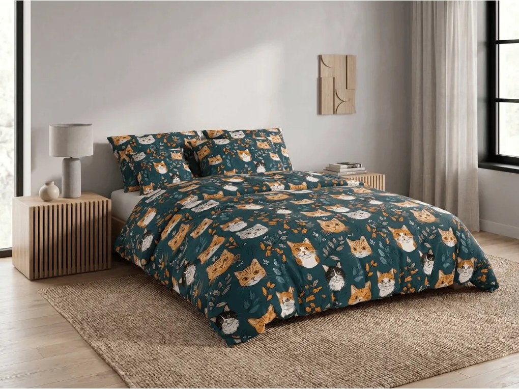 Polipamut ágyneműhuzat CATTAMI POLY sötétzöld Ágyneműhuzat mérete: 70 x 90 cm | 140 x 220 cm