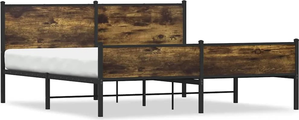 vidaXL füstös tölgy színű fém ágykeret matrac nélkül 183 x 213 cm