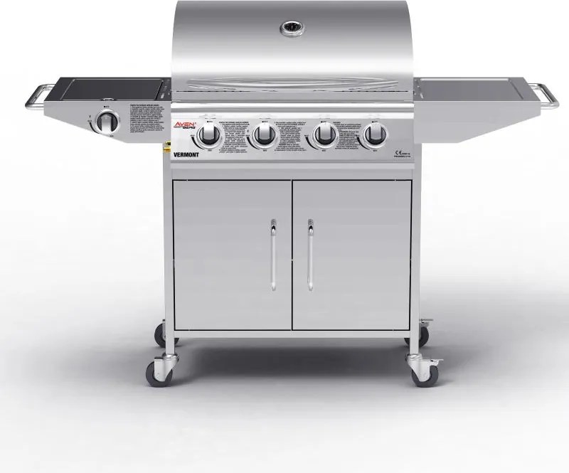 AVENBERG VERMONT BBQ gázgrill rozsdamentes acélból, oldalsó égővel