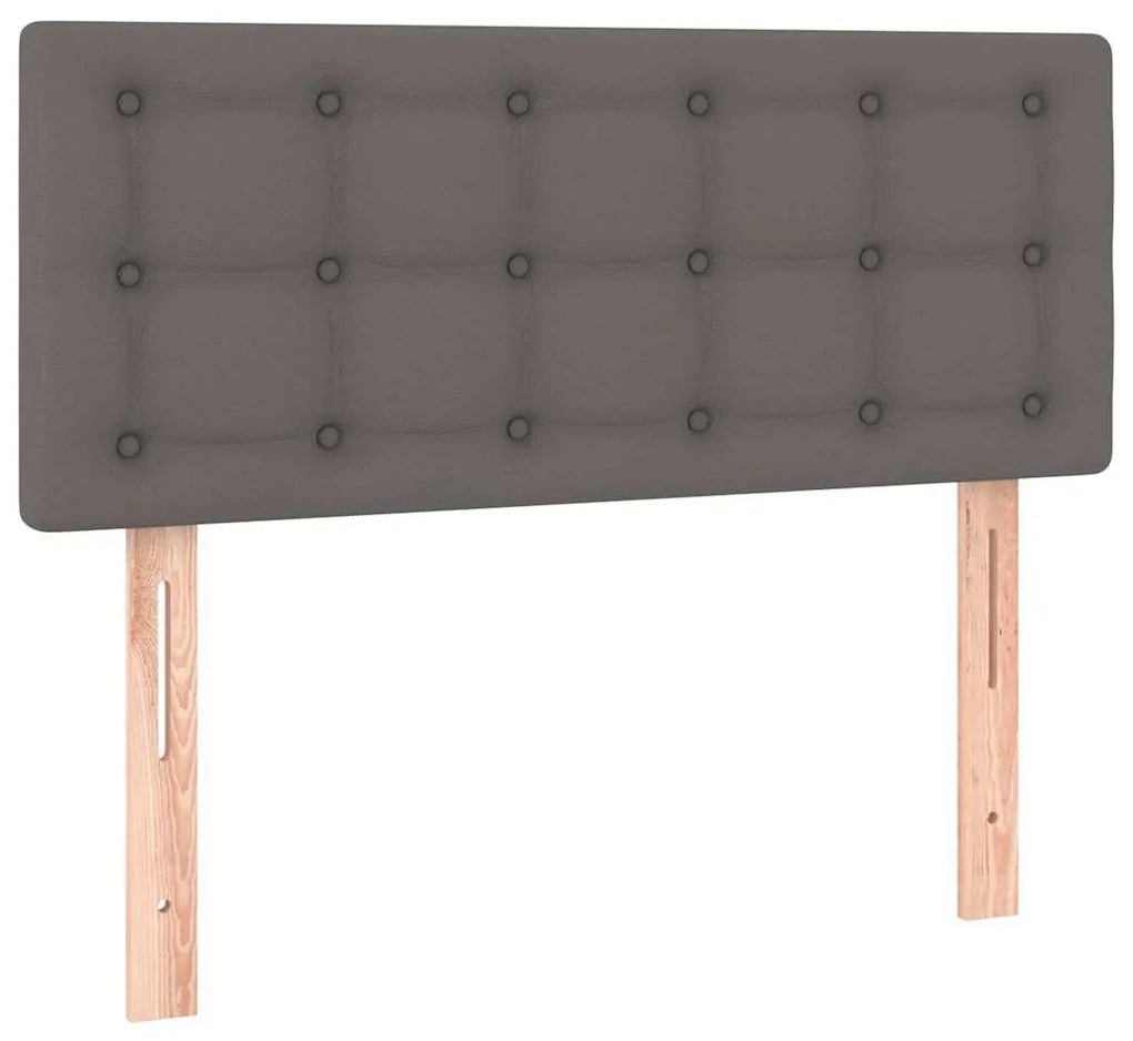 szürke műbőr rugós és LED-es ágy matraccal 120x190 cm
