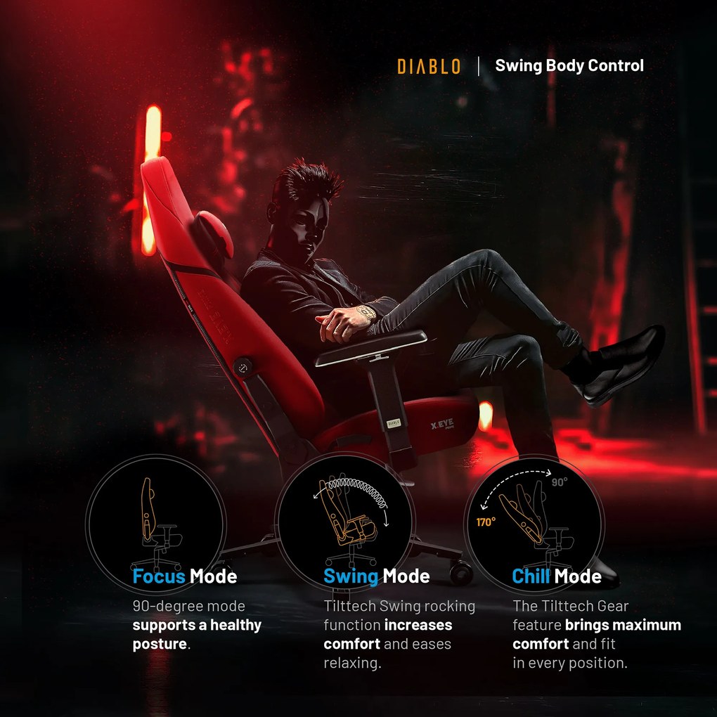 Gamer szék Normal Size piros-fekete: Diablo X-Eye Prime Bloody Mary