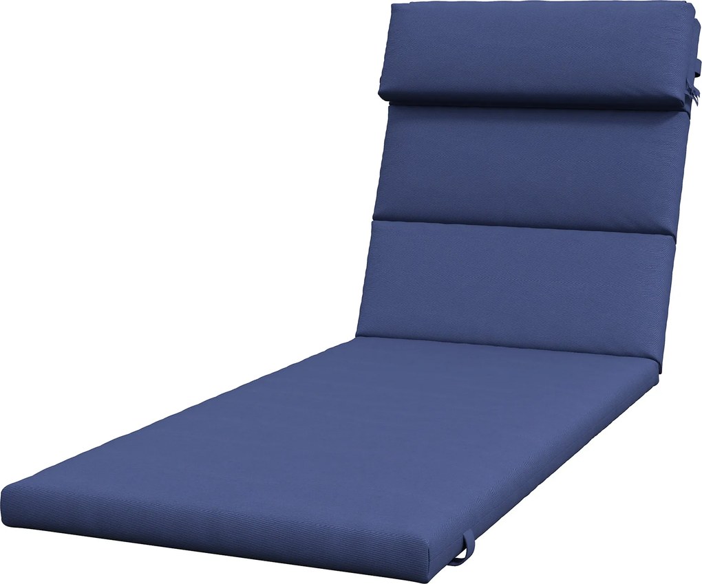 Outsunny Pihenőszék Párna 196x63x6 cm Pamut Pihenőmatrac Vízlepergető Anyagú Ülő- és Hátpárnával Kert, Terasz, Erkély Részére Sötétkék | Aosom