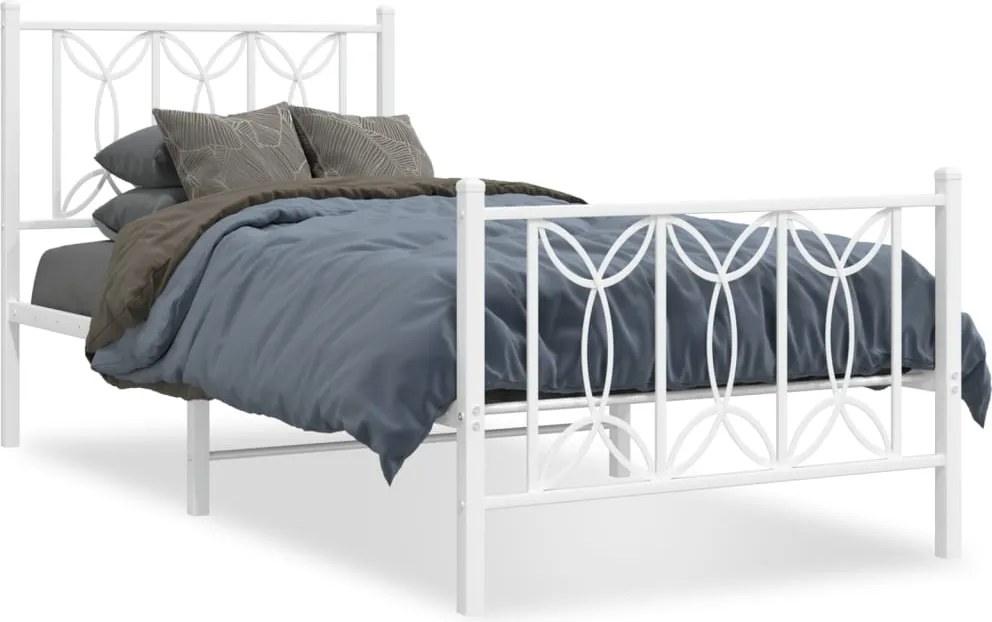 vidaXL fehér fém ágykeret fej- és lábtámlával 75 x 190 cm