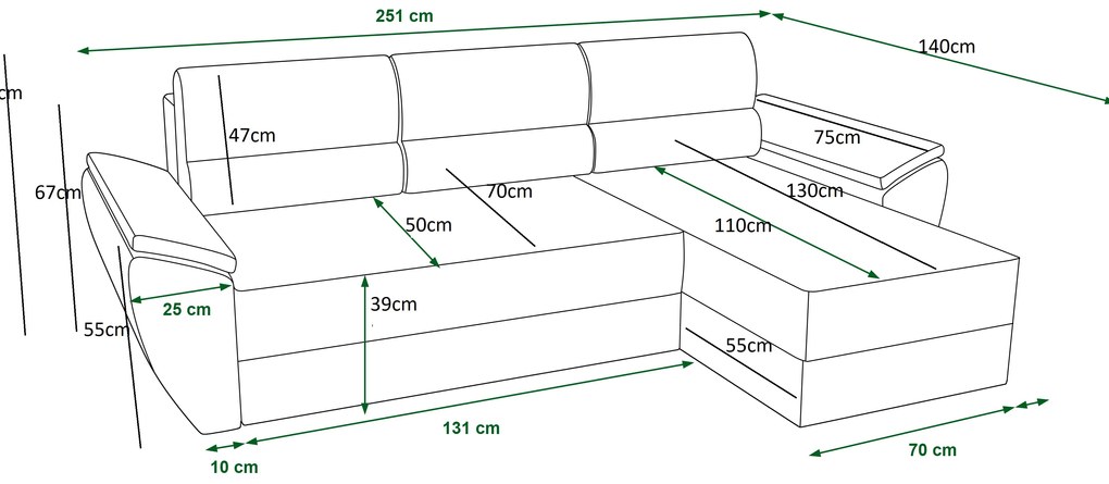 Sarok ülőgarnitúra Radiant L2 (fekete + szürke) (B). 1062220