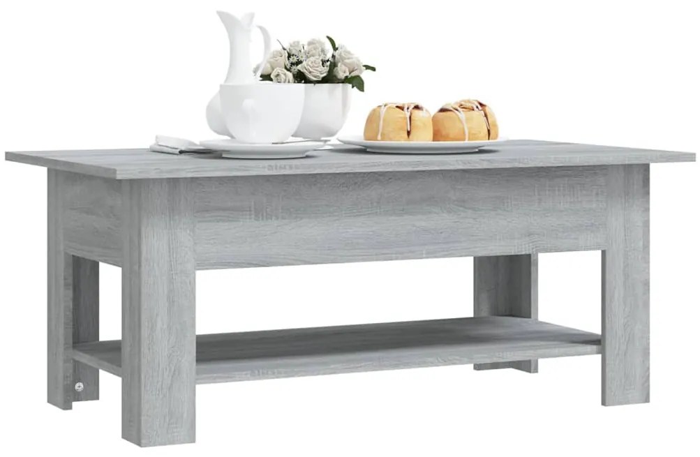 Szürke sonoma színű szerelt fa dohányzóasztal 102 x 55 x 42 cm