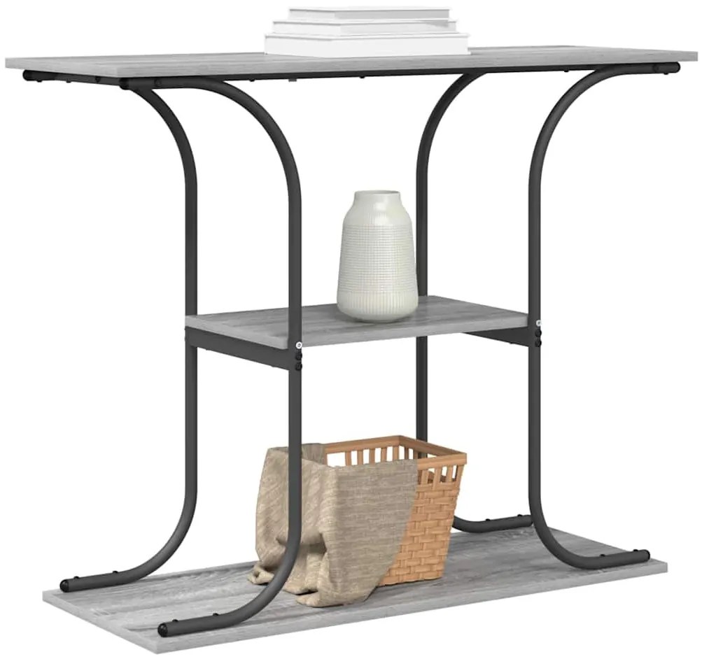 Konzolasztal polcokkal Szürke sonoma 101 x 35 x 80.5 cm Faanyag