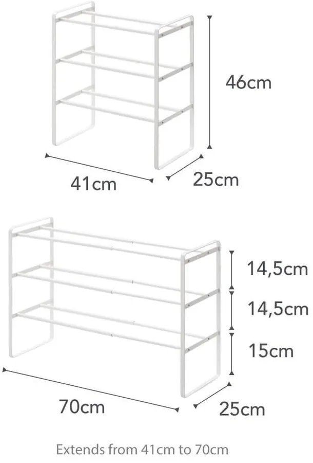 Maebashi fehér cipőtartó, 3 szintes - YAMAZAKI
