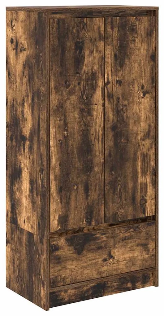 füstös tölgy színű szerelt fa szekrény fiókkal 55,5x34x119,5 cm