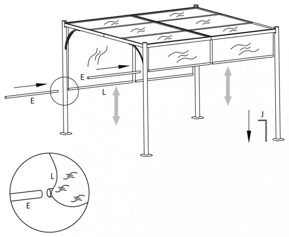 fehér-krémszínű acélpergola állítható tetővel 3 x 3 m