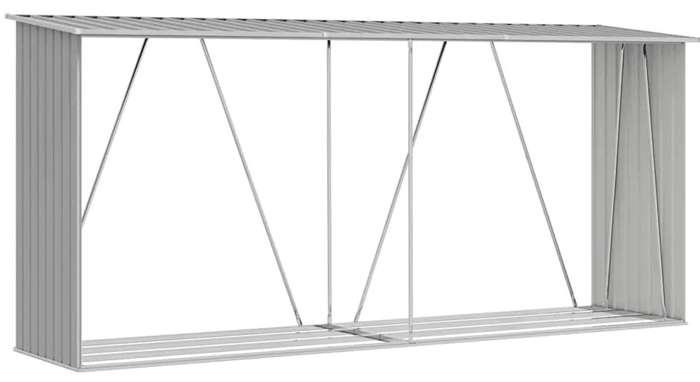 vidaXL szürke horganyzott acél kerti tűzifatároló 330 x 84 x 152 cm