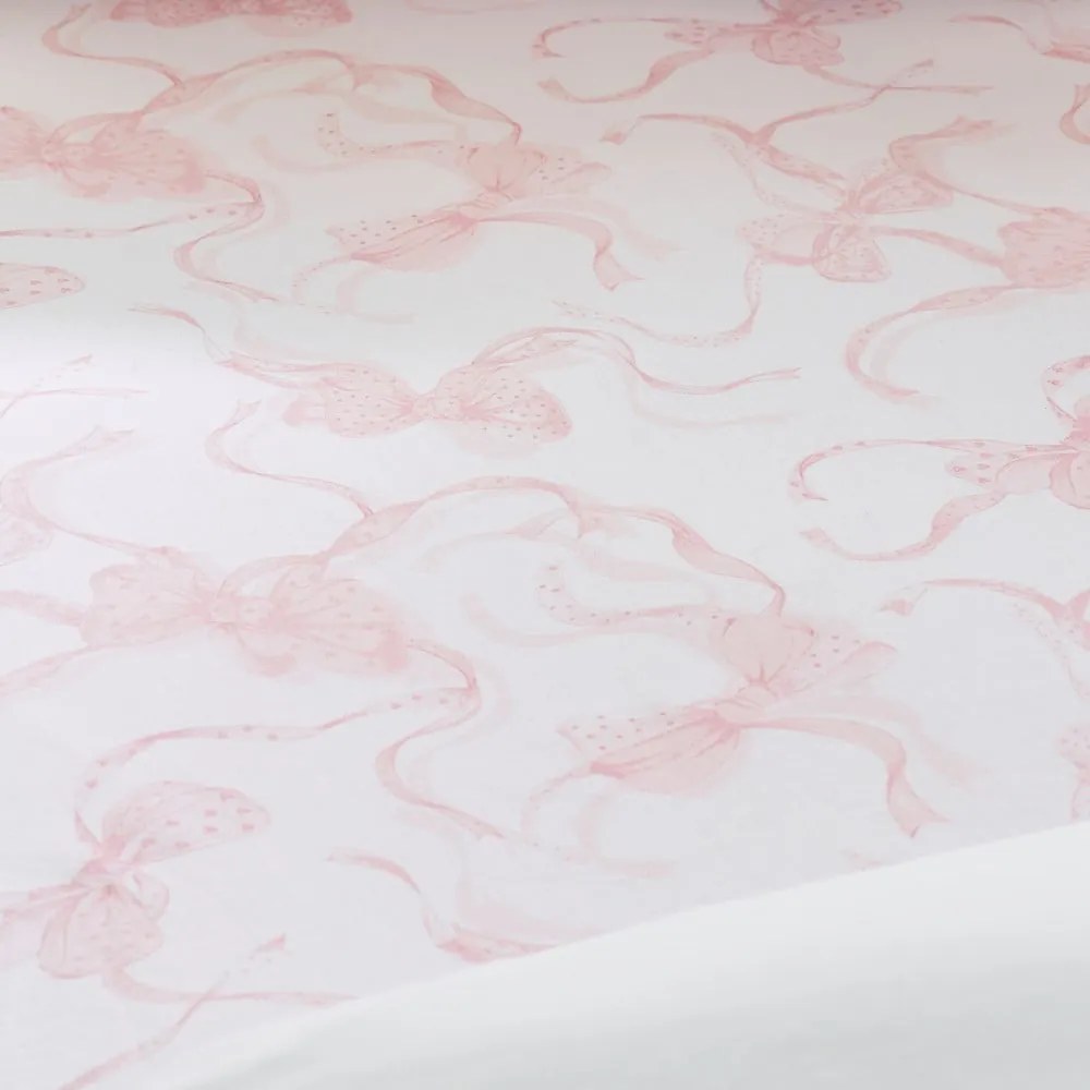 Fehér-rózsaszín gumis lepedő 135x190 cm Bow – Catherine Lansfield