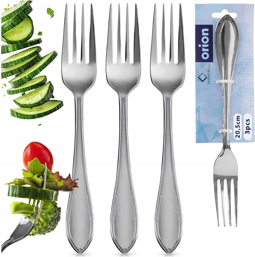 3x Asztali villa étkészlet acél villa szett evőeszközök Orion