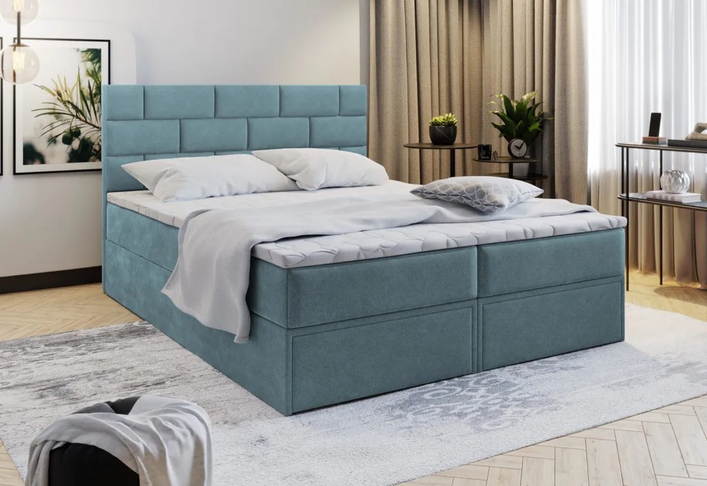 ARINOS Boxspring kárpitozott ágy, 160x200, lila