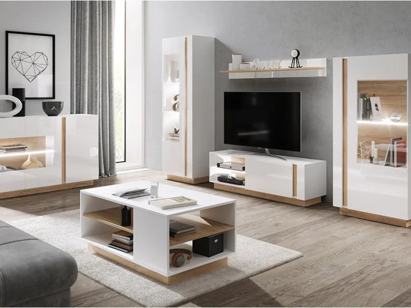 LM PENNY 138 üveges komód - fehér