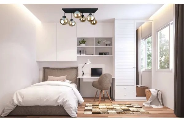 Felületre szerelhető csillár DEA 6xE14/60W/230V fekete/füstös bézs