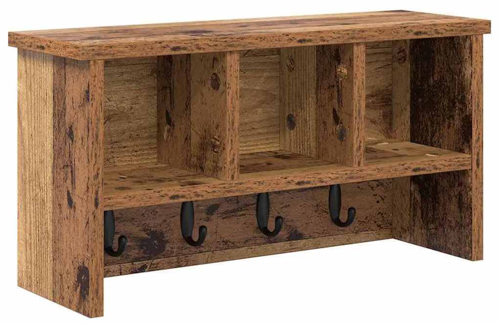 Fali Kabáthorog polcokkal Régi fa 50 x 16 x 26 cm Faanyag