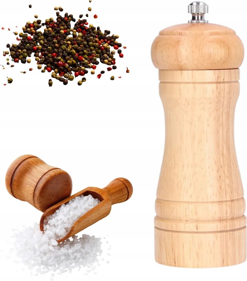 Fából készült bors- és sódaráló kerámia pengével 12,5 cm