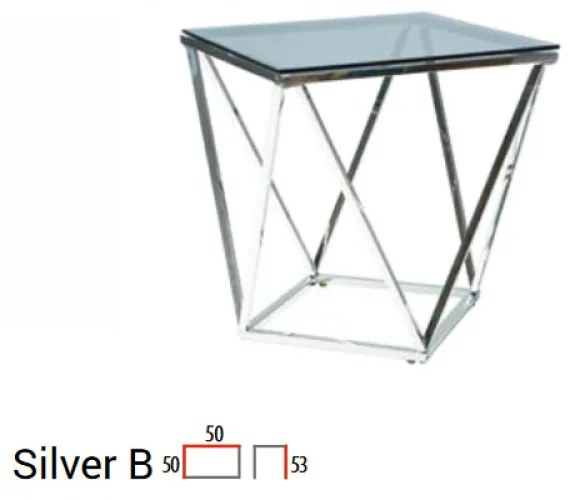 Silver B 50x50cm-es dohányzóasztal Füstös-Ezüst