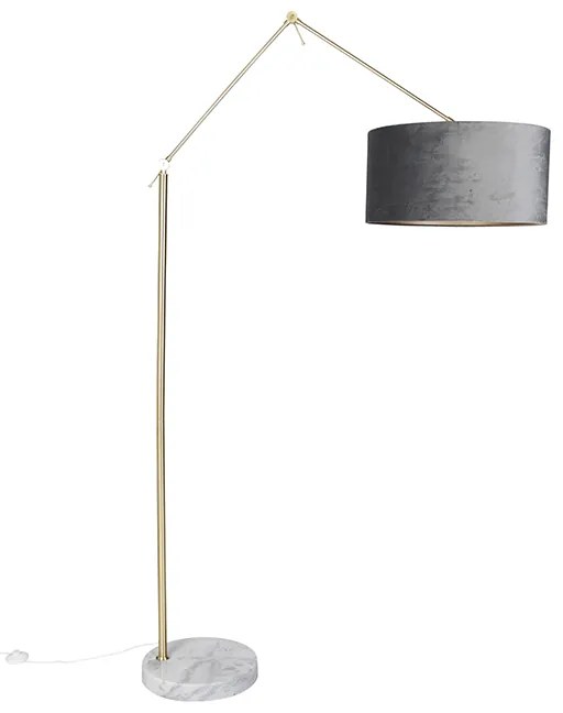 Modern állólámpa arany bársony árnyékolóval szürke 50 cm - Editor