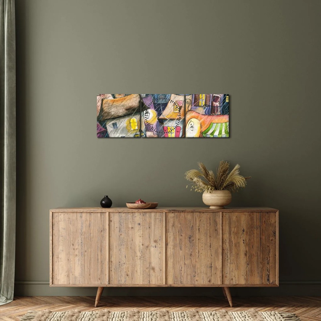 Kép - esős este (órával) (90x30 cm)
